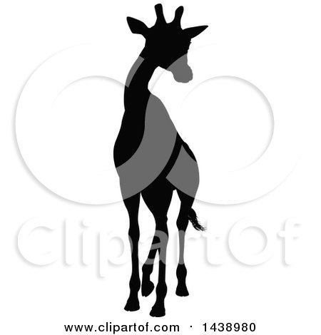 Clipart of a Black Silhouetted Giraffe - Royalty Free Vector Illustration by AtStockIllustration