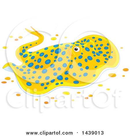 Clipart of a Bluespotted Stingray Fish Swimming - Royalty Free Vector Illustration by Alex Bannykh