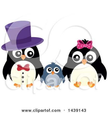 Clipart of a Penguin Family - Royalty Free Vector Illustration by visekart