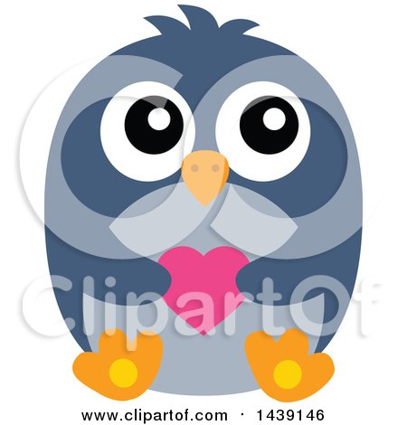 Clipart of a Penguin Holding a Valentine Heart - Royalty Free Vector Illustration by visekart