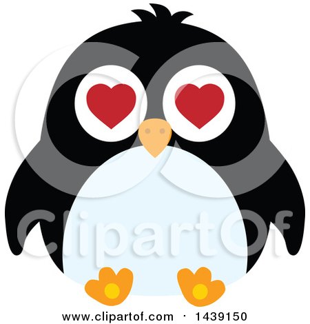 Clipart of a Male Penguin Valentine Heart Eyes - Royalty Free Vector Illustration by visekart