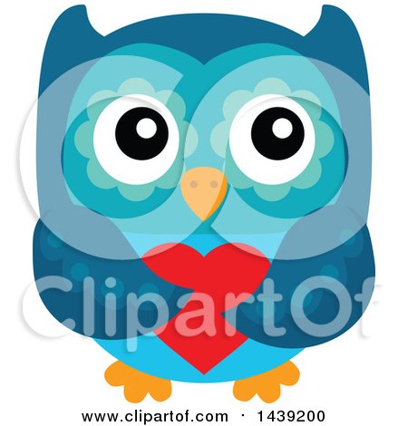 Clipart of a Valentine Owl Holding a Love Heart - Royalty Free Vector Illustration by visekart