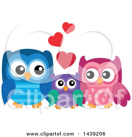 Clipart of an Owl Family - Royalty Free Vector Illustration by visekart
