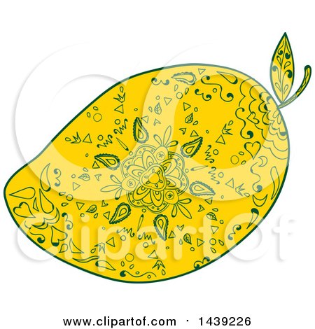 Clipart of a Mandala Style Mango - Royalty Free Vector Illustration by patrimonio