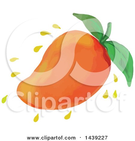 Clipart of a Watercolor Styled Juicy Mango Fruit - Royalty Free Vector Illustration by patrimonio