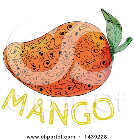 Clipart of a Mandala Styled Mango with Text - Royalty Free Vector Illustration by patrimonio
