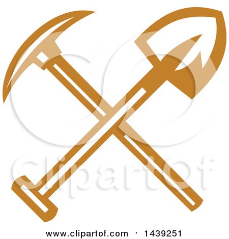 Clipart of a Retro Crossed Miner Pickaxe and Shovel - Royalty Free Vector Illustration by patrimonio