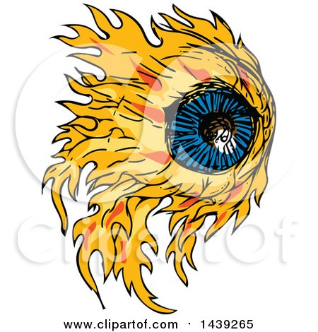 Clipart of a Sketched Fire Eyeball - Royalty Free Vector Illustration by patrimonio
