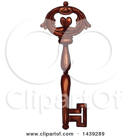 Clipart of a Sketched Ornate Skeleton Key - Royalty Free Vector Illustration by Vector Tradition SM