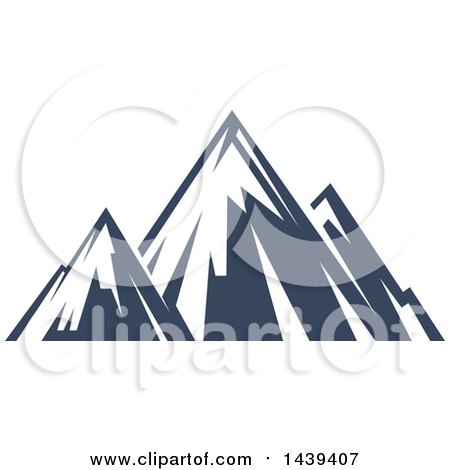 Clipart of a Dark Blue Mountains with Snow Caps - Royalty Free Vector Illustration by Vector Tradition SM