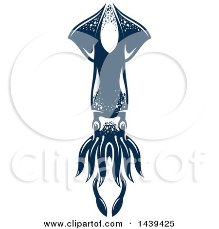 Clipart of a Dark Blue Squid - Royalty Free Vector Illustration by Vector Tradition SM