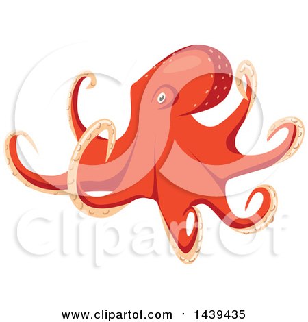 Clipart of a Red Octopus - Royalty Free Vector Illustration by Vector Tradition SM