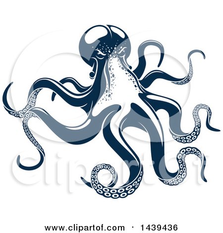 Clipart of a Navy Blue Octopus - Royalty Free Vector Illustration by Vector Tradition SM