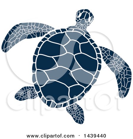 Clipart of a Navy Blue Sea Turtle - Royalty Free Vector Illustration by Vector Tradition SM