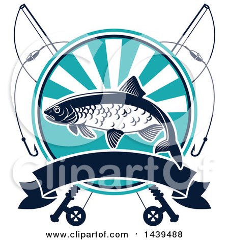 Clipart of a Crucian Fish with Poles - Royalty Free Vector Illustration by Vector Tradition SM