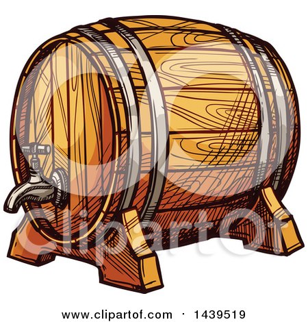 Clipart of a Sketched Beer Keg Barrel - Royalty Free Vector Illustration by Vector Tradition SM
