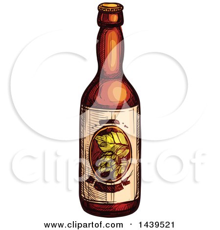 Clipart of a Sketched Beer Bottle - Royalty Free Vector Illustration by Vector Tradition SM