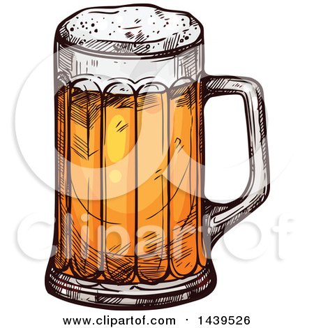 Clipart of a Sketched Beer Mug - Royalty Free Vector Illustration by Vector Tradition SM