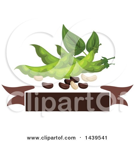 Clipart of a Brown Banner with Beans and Pods - Royalty Free Vector Illustration by Vector Tradition SM