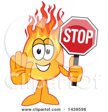 Clipart of a Comet School Mascot Character Holding a Stop Sign - Royalty Free Vector Illustration by Mascot Junction