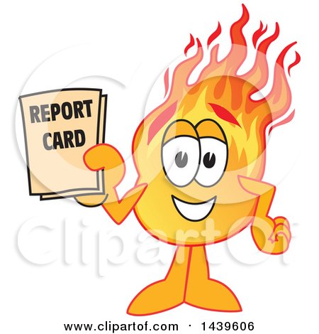 Clipart of a Comet School Mascot Character Student Holding a Report Card - Royalty Free Vector Illustration by Mascot Junction