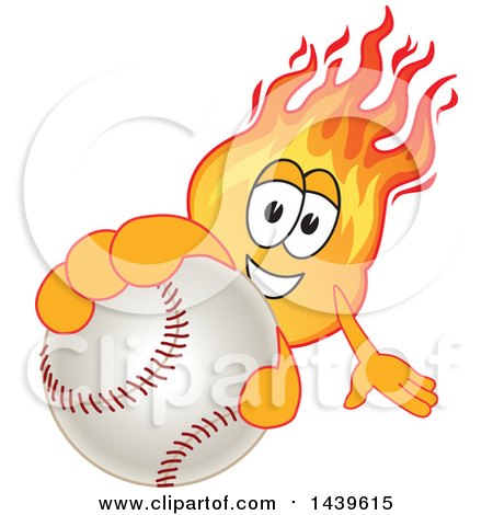 Clipart of a Comet School Mascot Character Holding out a Baseball - Royalty Free Vector Illustration by Mascot Junction
