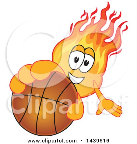 Clipart of a Comet School Mascot Character Holding out a Basketball - Royalty Free Vector Illustration by Mascot Junction