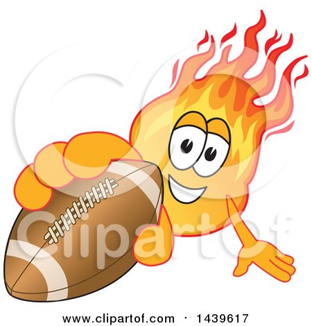 Clipart of a Comet School Mascot Character Holding out a Football - Royalty Free Vector Illustration by Mascot Junction
