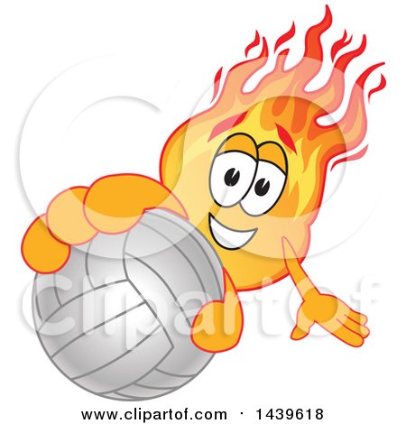 Clipart of a Comet School Mascot Character Holding out a Volleyball - Royalty Free Vector Illustration by Mascot Junction