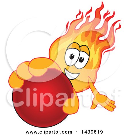 Clipart of a Comet School Mascot Character Holding out a Field Hockey Ball - Royalty Free Vector Illustration by Mascot Junction