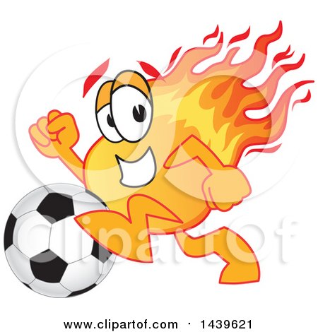 Clipart of a Comet School Mascot Character Playing Soccer - Royalty Free Vector Illustration by Mascot Junction