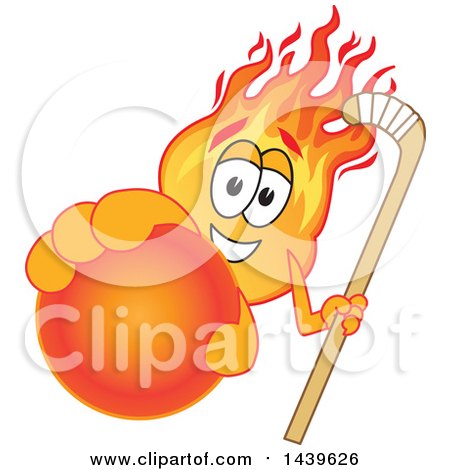 Clipart of a Comet School Mascot Character Holding out a Field Hockey Ball - Royalty Free Vector Illustration by Mascot Junction