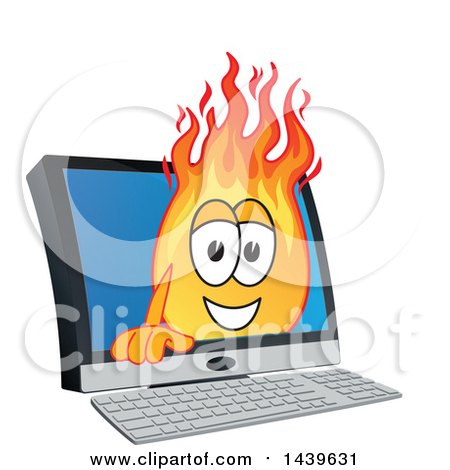 Clipart of a Comet School Mascot Character Emerging from a Computer Screen - Royalty Free Vector Illustration by Mascot Junction
