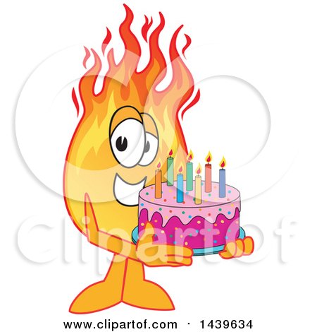 Clipart of a Comet School Mascot Character Holding a Birthday Cake - Royalty Free Vector Illustration by Mascot Junction