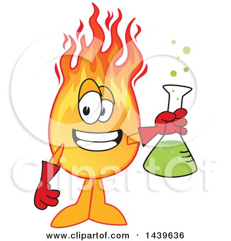Clipart of a Comet School Mascot Character Holding a Science Flask - Royalty Free Vector Illustration by Mascot Junction
