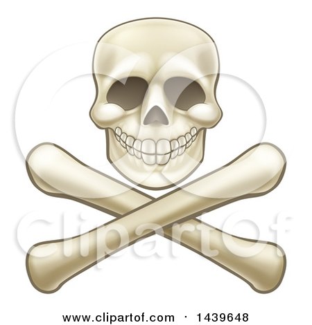 Clipart of a Human Skull over Crossbones - Royalty Free Vector Illustration by AtStockIllustration