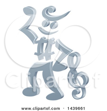 Clipart of a 3d Music Note Man Mascot Dancing - Royalty Free Vector Illustration by AtStockIllustration
