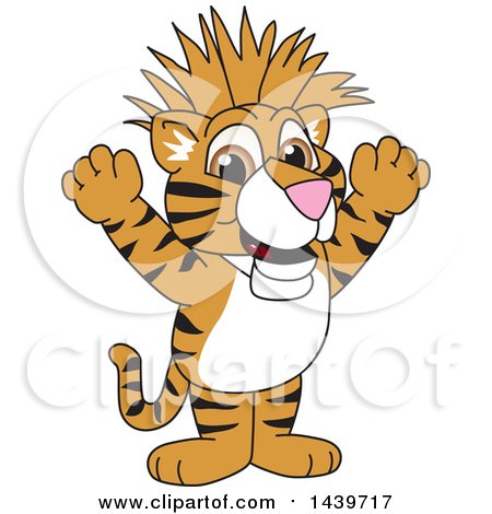 Clipart of a Tiger Cub School Mascot Character with a Mohawk - Royalty Free Vector Illustration by Mascot Junction