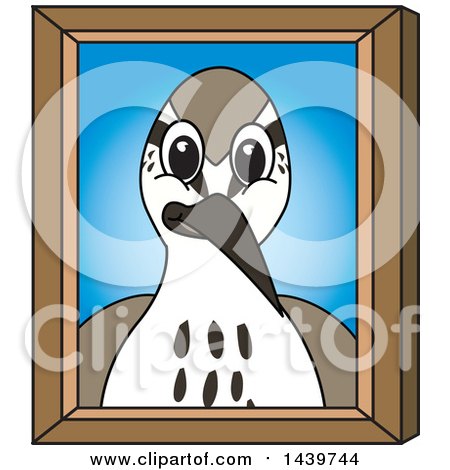 Clipart of a Sandpiper Bird School Mascot Character Portrait - Royalty Free Vector Illustration by Mascot Junction