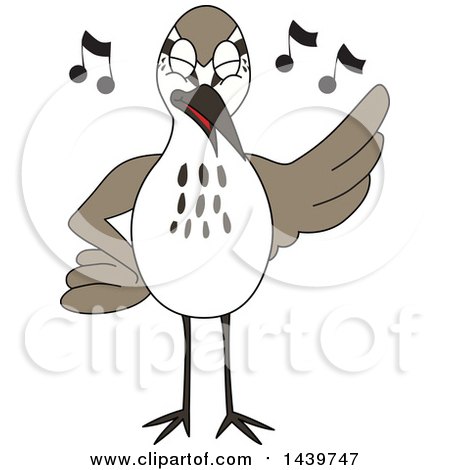 Clipart of a Sandpiper Bird School Mascot Character Singing - Royalty Free Vector Illustration by Mascot Junction
