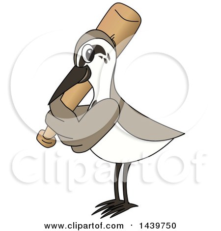 Clipart of a Sandpiper Bird School Mascot Character Playing Baseball - Royalty Free Vector Illustration by Mascot Junction