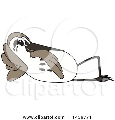 Clipart of a Sandpiper Bird School Mascot Character Relaxing - Royalty Free Vector Illustration by Mascot Junction