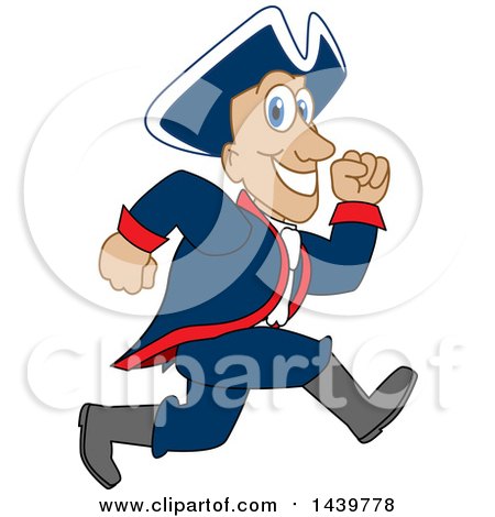 Clipart of a Patriot School Mascot Character Running - Royalty Free Vector Illustration by Mascot Junction