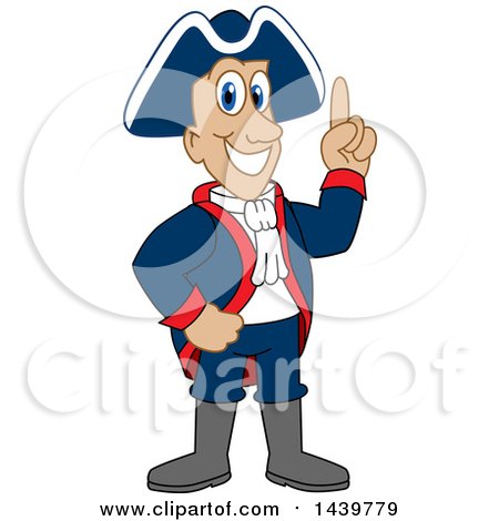 Clipart of a Patriot School Mascot Character with an Idea - Royalty Free Vector Illustration by Mascot Junction