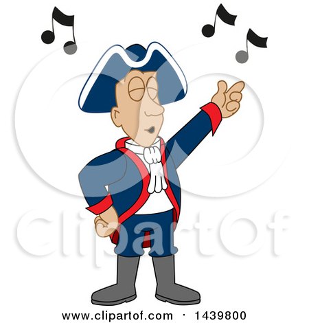 Clipart of a Patriot School Mascot Character Singing - Royalty Free Vector Illustration by Mascot Junction