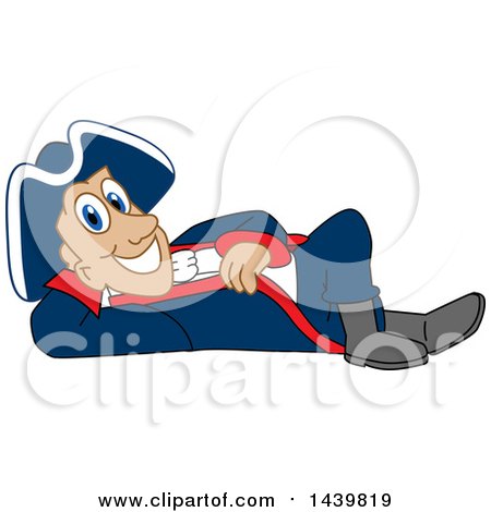 Clipart of a Patriot School Mascot Character Relaxing - Royalty Free Vector Illustration by Mascot Junction