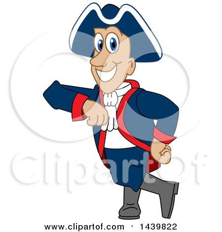 Clipart of a Patriot School Mascot Character Leaning - Royalty Free Vector Illustration by Mascot Junction
