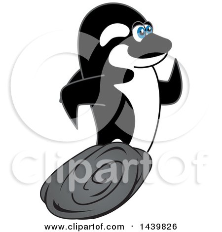 Clipart of a Killer Whale Orca School Mascot Character Running - Royalty Free Vector Illustration by Mascot Junction