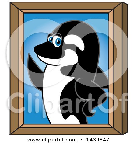 Clipart of a Killer Whale Orca School Mascot Character Portrait - Royalty Free Vector Illustration by Mascot Junction