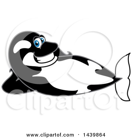 Clipart of a Killer Whale Orca School Mascot Character Relaxing - Royalty Free Vector Illustration by Mascot Junction
